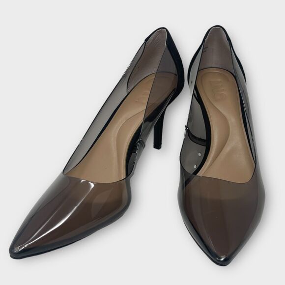INC Zitah Womens Black Translucent Heel Sz 9 Pointed Toe Stiletto Pump Shoe - Picture 1 of 6